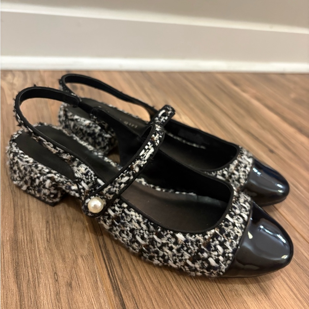 Madden Girl Tweed Slingback Flats 🤍🖤